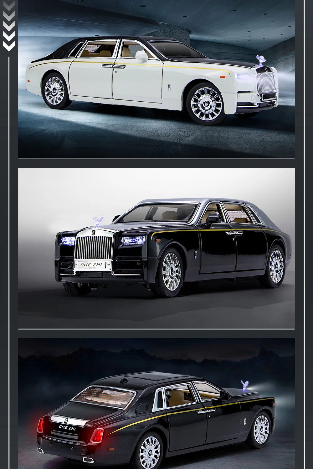 1/24 Rolls Royce Phantom Diecast Toy Cars Model Simulated Pull Back Limousine Zinc Alloy Metal Toy Car for Kids Gifts Collection