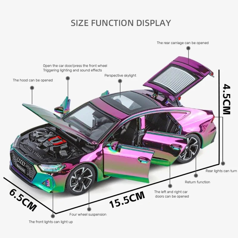 1:32 Audi RS7 Sportback Quattro Alloy Miniature Scale Car Model Sound Light Diecast Metal Toy Car Vehicle Gift Collection