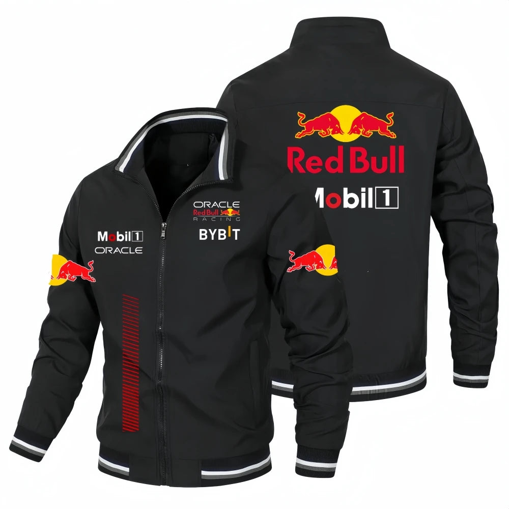 2025 Nuevo Red Bull Logo Print Racing Team Chaqueta de carreras oficial Moda para actividades al aire libre Ropa deportiva Red Bull Ropa para hombres y mujeres Abrigos