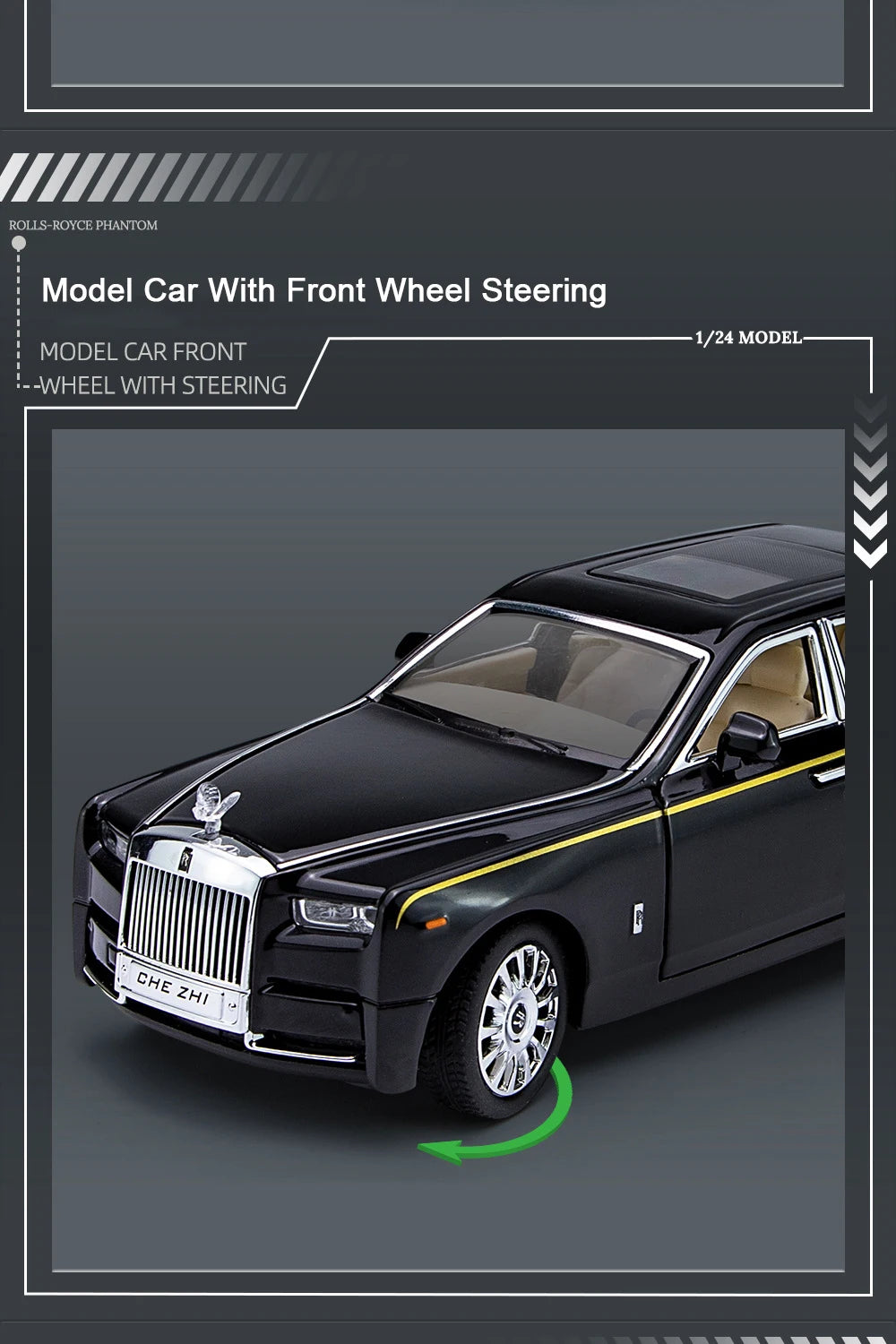 1/24 Rolls Royce Phantom Diecast Toy Cars Model Simulated Pull Back Limousine Zinc Alloy Metal Toy Car for Kids Gifts Collection