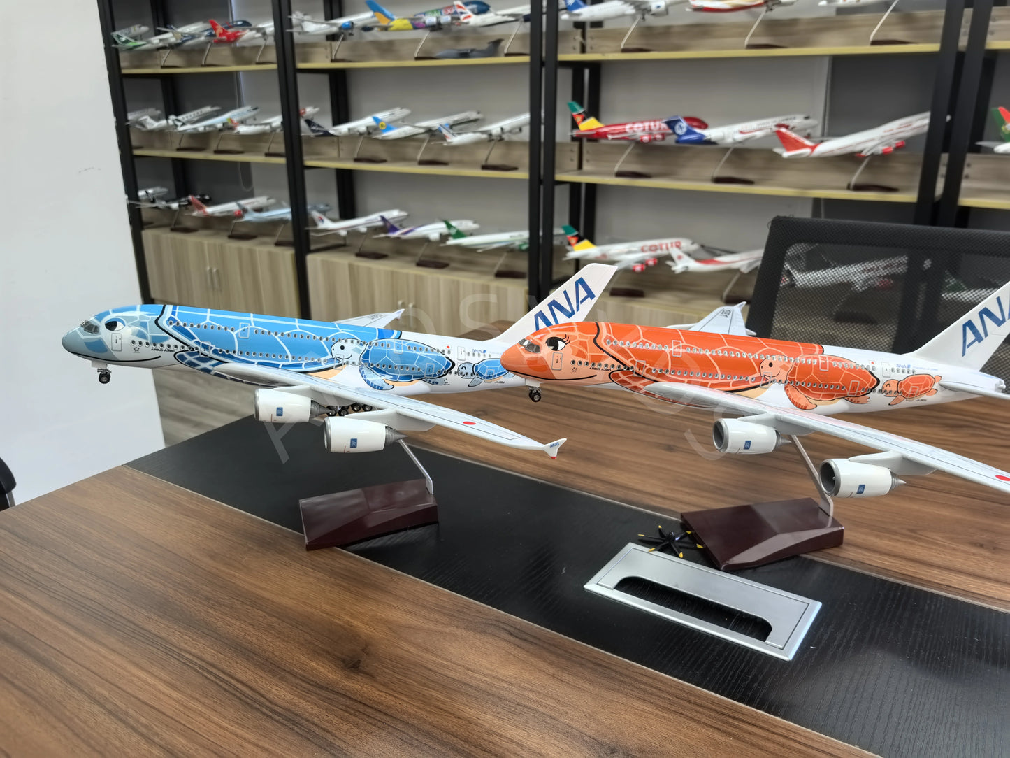 1:160 47CM Japón aire ANA juguetes Airbus A380 modelo avión dibujos animados tortuga marina aerolíneas avión fundido a presión para Decoración