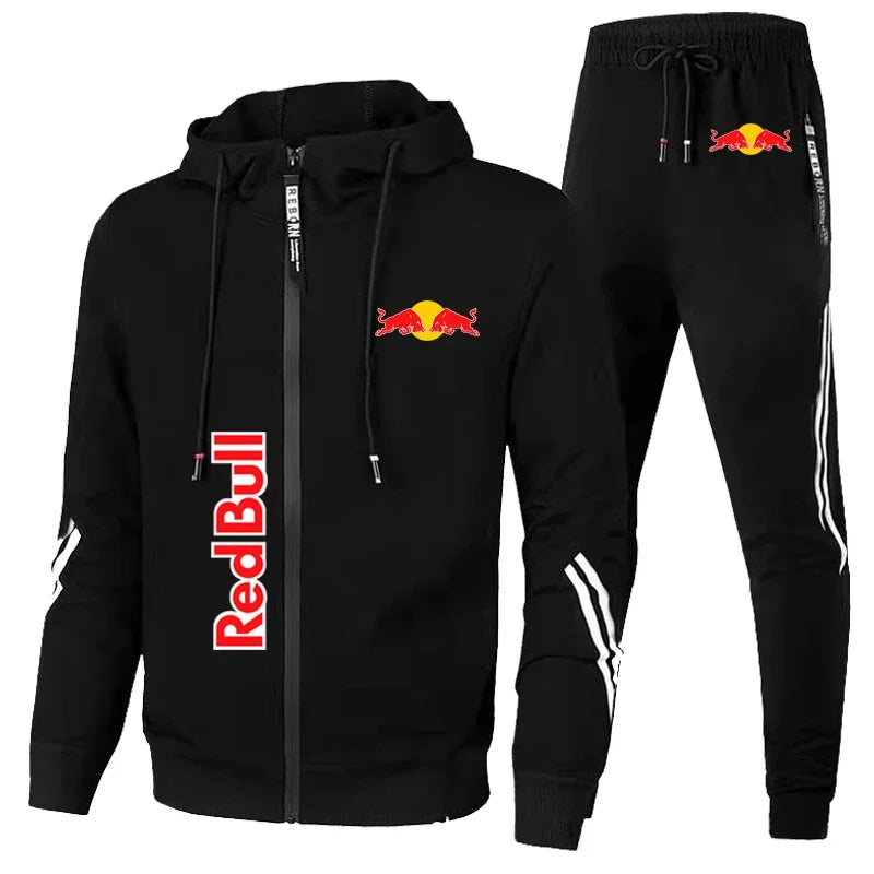 2025 Nueva chaqueta deportiva Red Bull, traje con capucha para hombre, estampado de logotipo Red Bull, chaqueta deportiva para ocio al aire libre, conjuntos de ropa Red Bull