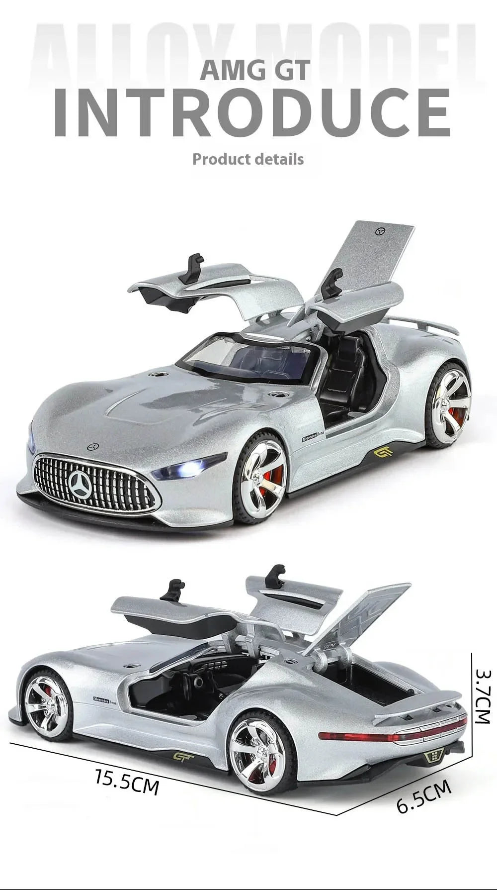 1:32 Mercedes-Benzs Vision GT Alloy Car Model Diecast Metal Racing Car Vehicles Model Simulation Sound Light Kids Toy Gift