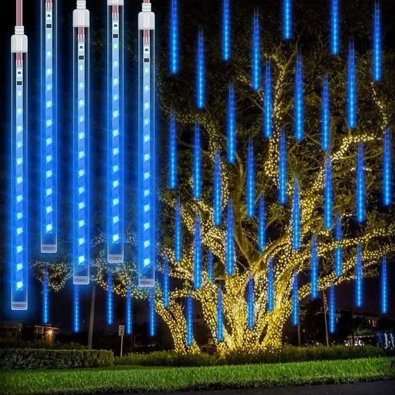 Navidad 2025 enchufe de la UE luces LED de lluvia de meteoritos caída de lluvia guirnalda de luces de hadas para decoración de Patio de fiesta de vacaciones