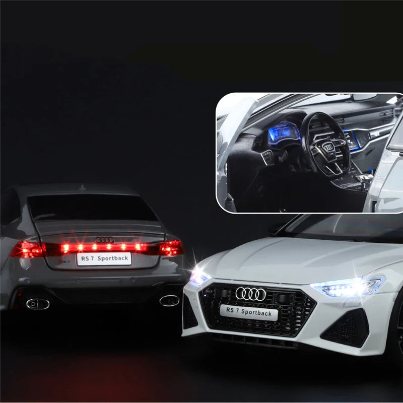 1:18 Key Remote Control Version AUDI RS7 Alloy Sports Car Model Diecast Metal Racing Car Vehicle Model Sound Light Kids Toy Gift