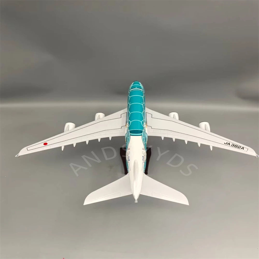 1:160 47CM Japón aire ANA juguetes Airbus A380 modelo avión dibujos animados tortuga marina aerolíneas avión fundido a presión para Decoración