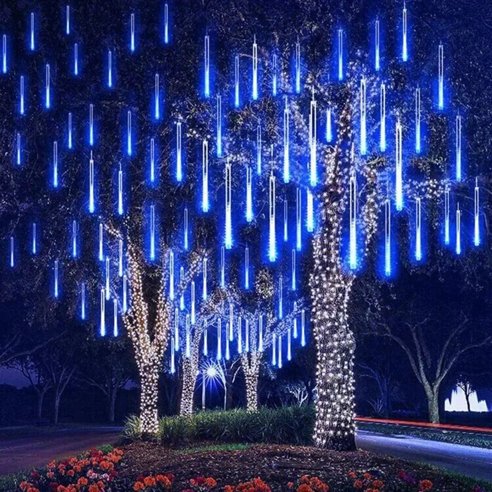 Navidad 2025 enchufe de la UE luces LED de lluvia de meteoritos caída de lluvia guirnalda de luces de hadas para decoración de Patio de fiesta de vacaciones