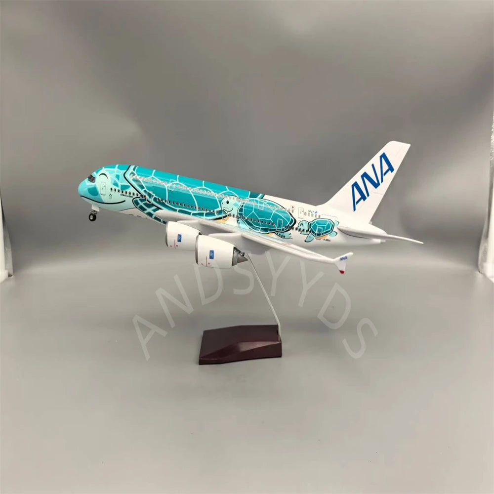 1:160 47CM Japón aire ANA juguetes Airbus A380 modelo avión dibujos animados tortuga marina aerolíneas avión fundido a presión para Decoración