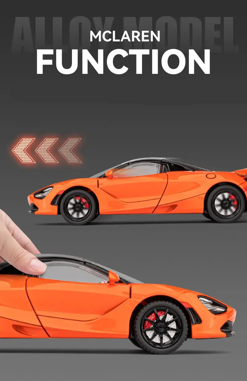 1:24 McLaren 720S Alloy Racing Car Model Diecast Metal Sports Car Model Simulation Sound and Light Collection Childrens Toy Gift