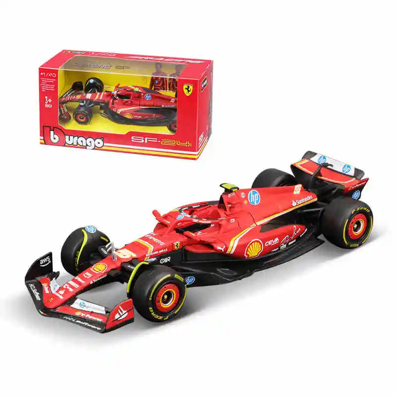 Bburago 1:43 Ferrari SF24 F1 Modelo de coche 2024 Temporada 16 #   Leclerc 55 #   Regalo de juguete de carreras de fórmula fundido a presión de vehículo de lujo de aleación Sainz