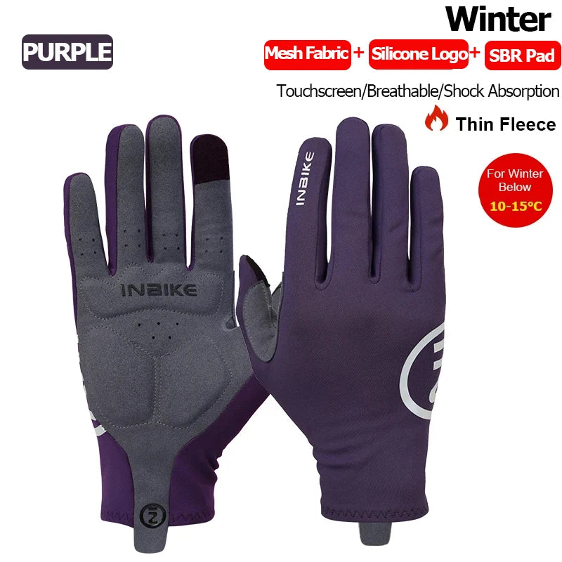INBIKE 2024 guantes de ciclismo acolchados de Gel para hombres Otoño Invierno guantes de lana para bicicleta de carretera MTB accesorios de bicicleta con pantalla táctil de dedo completo