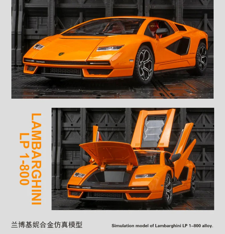 1:24 Lamborghini Countach LPI 800-4 Alloy Sports Car Diecast Model Sound Light Toy Exhibition Display Decoration Collestion Gift