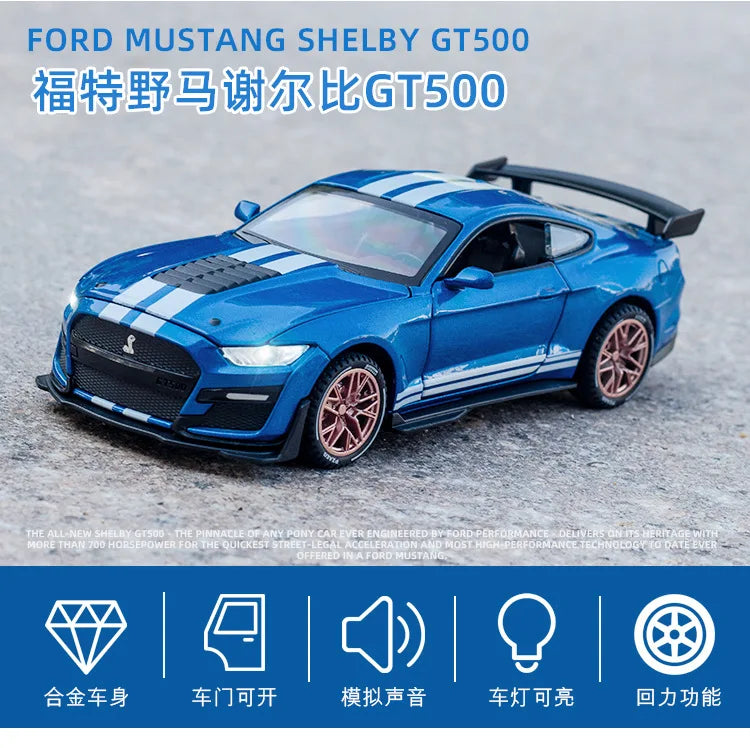 1:32 Ford Mustang GT500 Muscle Sports Car High Simulation Diecast Metal Alloy Model car Sound Light Collection Kids Toy Gifts