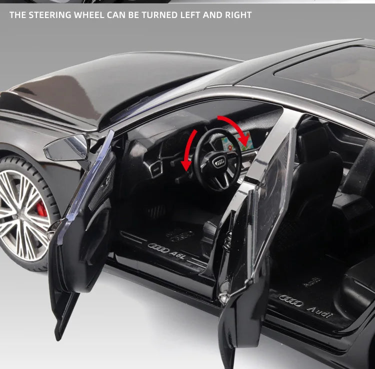 1:18 AUDI A6L Large Alloy Metal Diecast Car Model Sound & Light Collect Ornaments Decorate Gift For Boyfriend Present Birthday