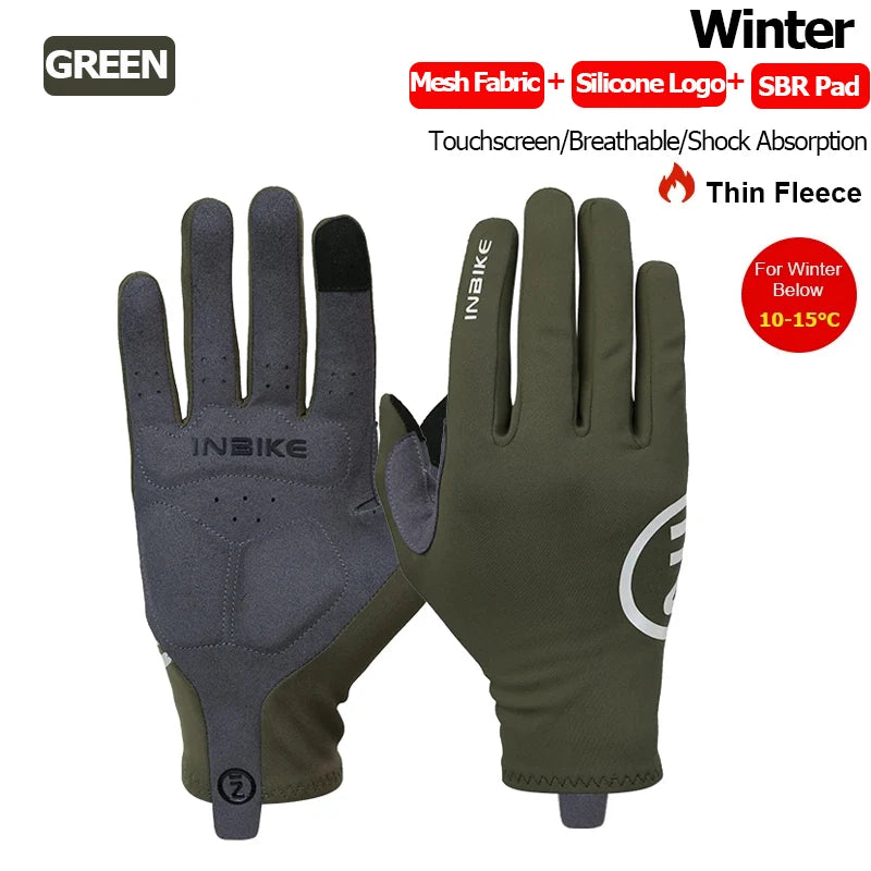 INBIKE 2024 guantes de ciclismo acolchados de Gel para hombres Otoño Invierno guantes de lana para bicicleta de carretera MTB accesorios de bicicleta con pantalla táctil de dedo completo