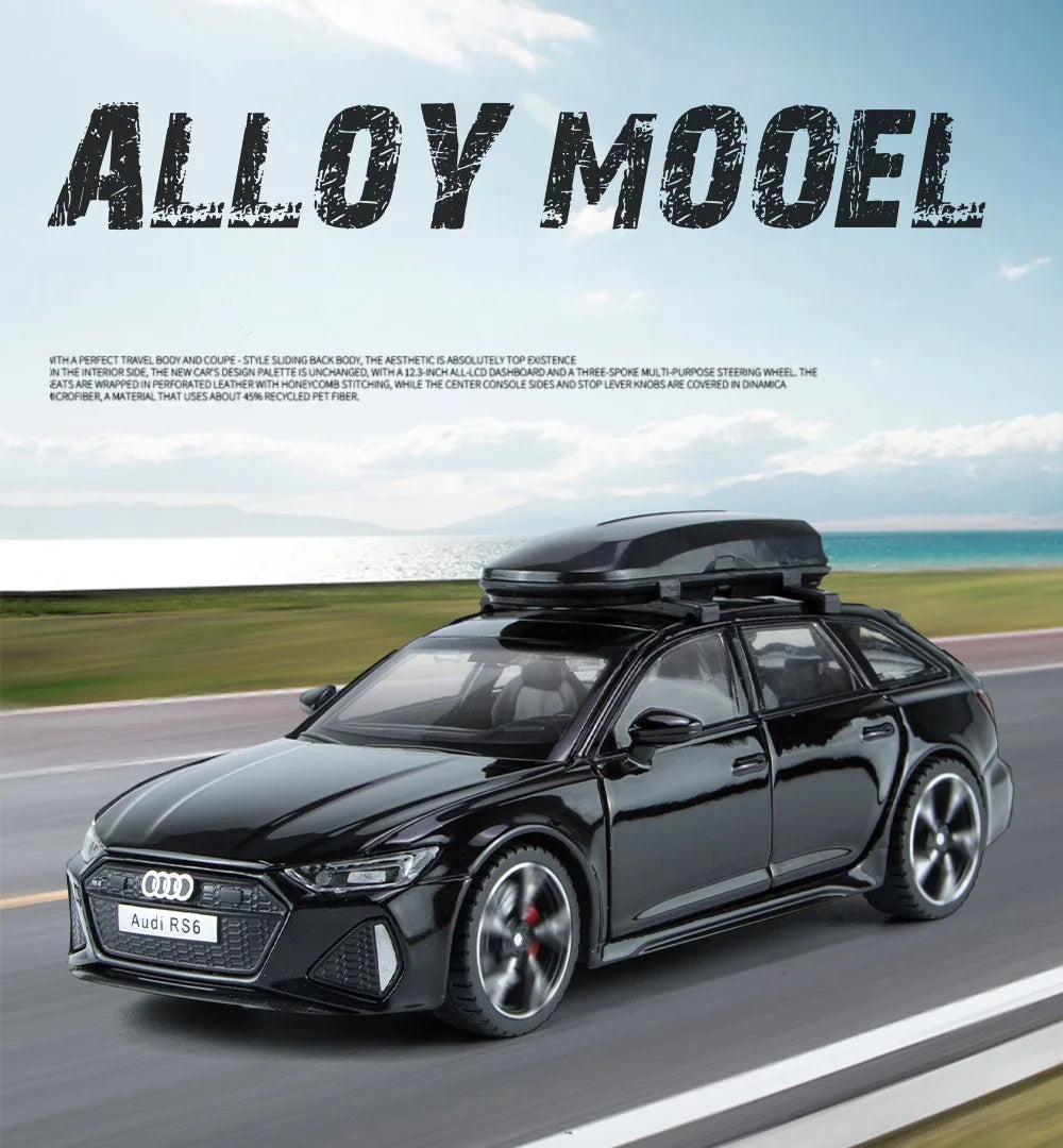 1/32 Audi RS6 Toy Car Model with Sound Light Doors Opened Alloy Diecast Model Vehicle Collection Toy for Boy Adult Festival Gift