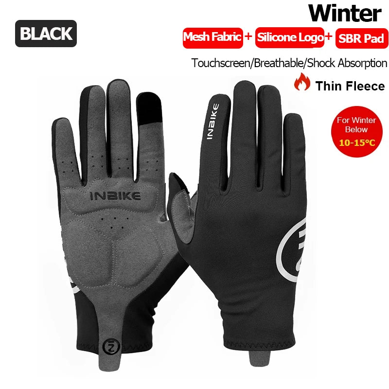 INBIKE 2024 guantes de ciclismo acolchados de Gel para hombres Otoño Invierno guantes de lana para bicicleta de carretera MTB accesorios de bicicleta con pantalla táctil de dedo completo