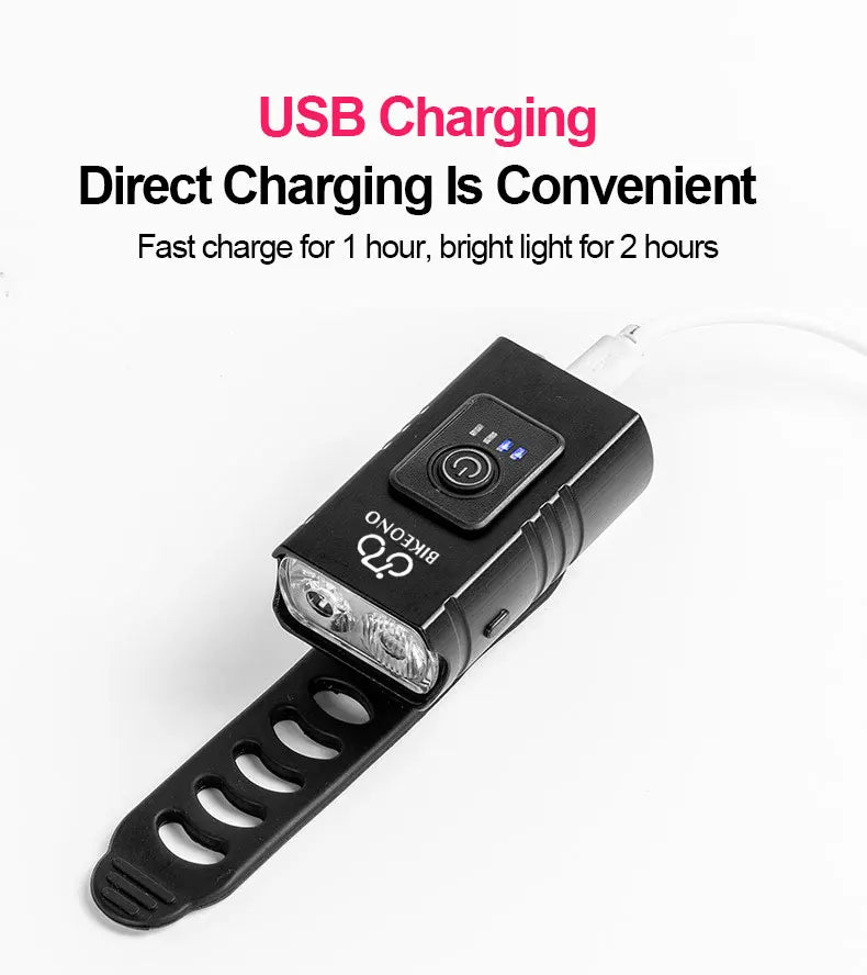 Luz de bicicleta T6 LED frontal USB recargable MTB lámpara de bicicleta de montaña 1000LM faro de bicicleta linterna ciclismo Scooter cola