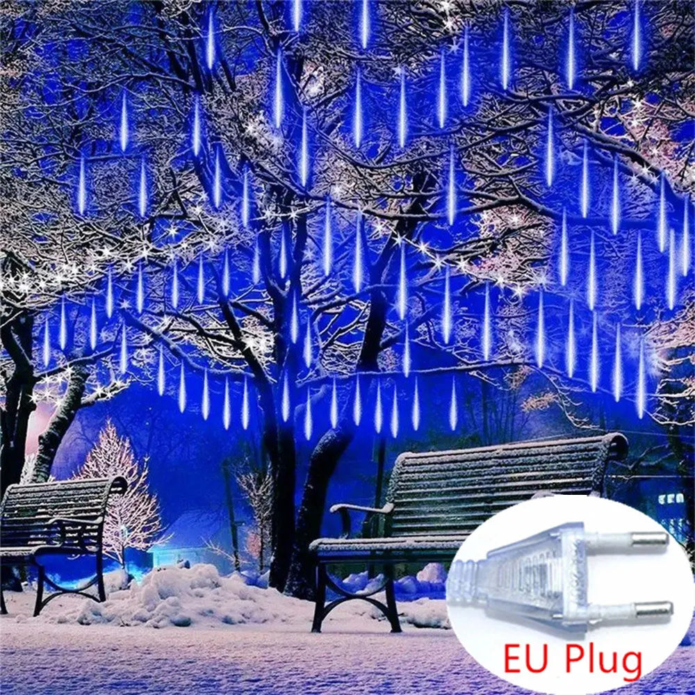 Navidad 2025 enchufe de la UE luces LED de lluvia de meteoritos caída de lluvia guirnalda de luces de hadas para decoración de Patio de fiesta de vacaciones