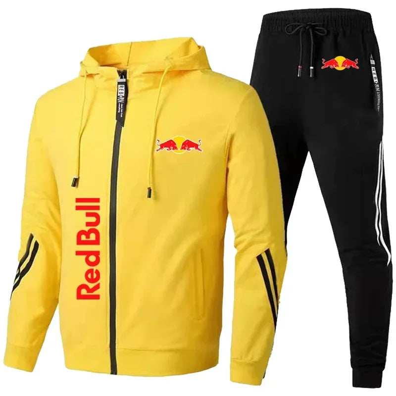 2025 Nueva chaqueta deportiva Red Bull, traje con capucha para hombre, estampado de logotipo Red Bull, chaqueta deportiva para ocio al aire libre, conjuntos de ropa Red Bull