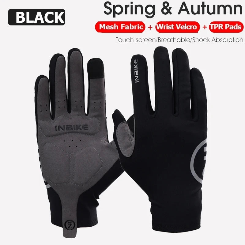 INBIKE 2024 guantes de ciclismo acolchados de Gel para hombres Otoño Invierno guantes de lana para bicicleta de carretera MTB accesorios de bicicleta con pantalla táctil de dedo completo