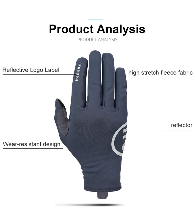 INBIKE 2024 guantes de ciclismo acolchados de Gel para hombres Otoño Invierno guantes de lana para bicicleta de carretera MTB accesorios de bicicleta con pantalla táctil de dedo completo