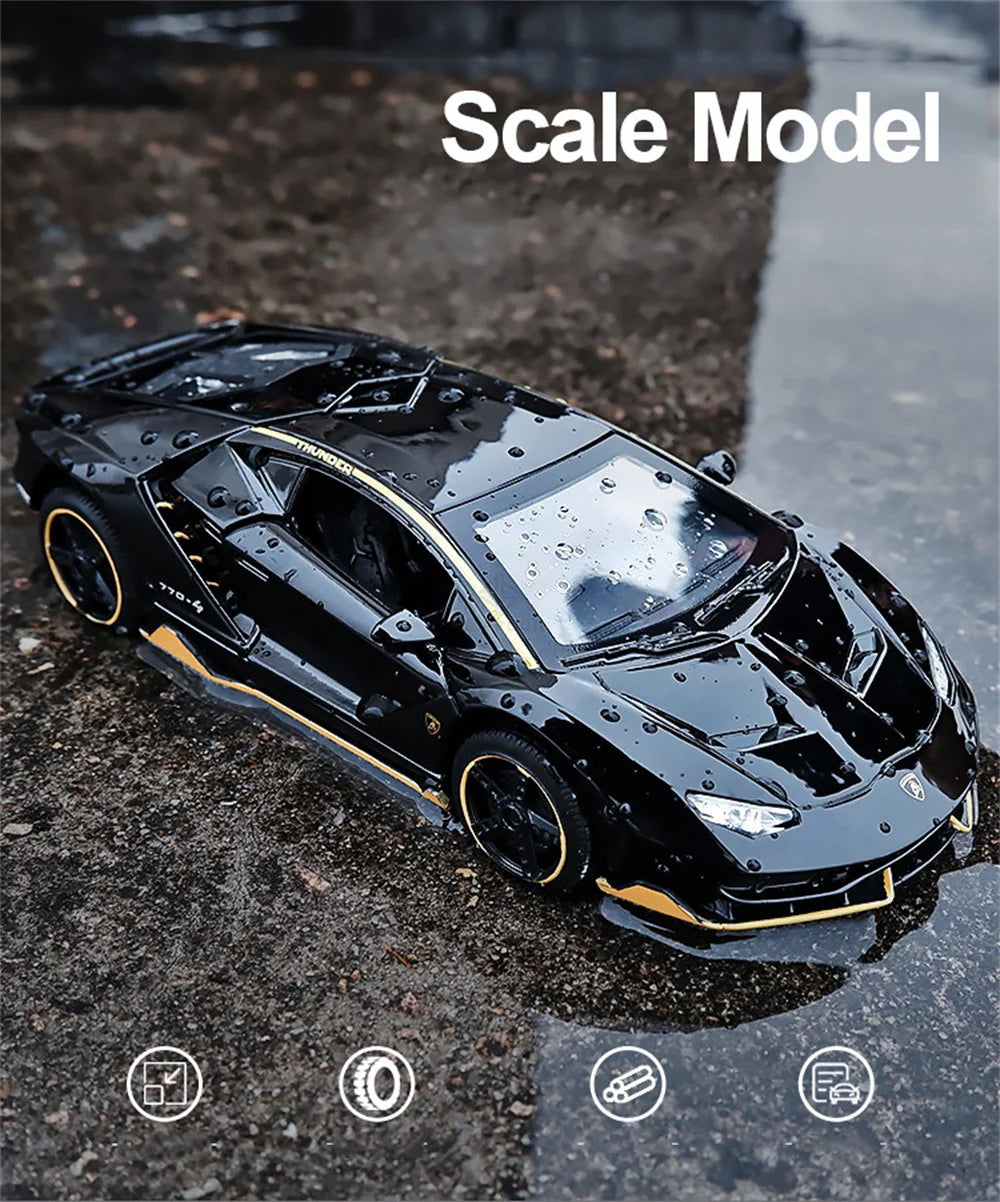 Coches de juguete para niños, modelo de coches fundidos a escala Lambor LP770, coches de aleación, regalo para niños, luz trasera, música, coche para niños, 1/32