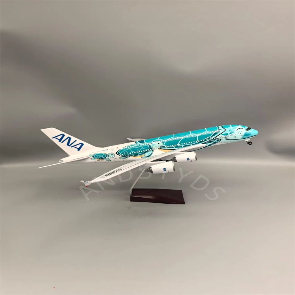 1:160 47CM Japón aire ANA juguetes Airbus A380 modelo avión dibujos animados tortuga marina aerolíneas avión fundido a presión para Decoración