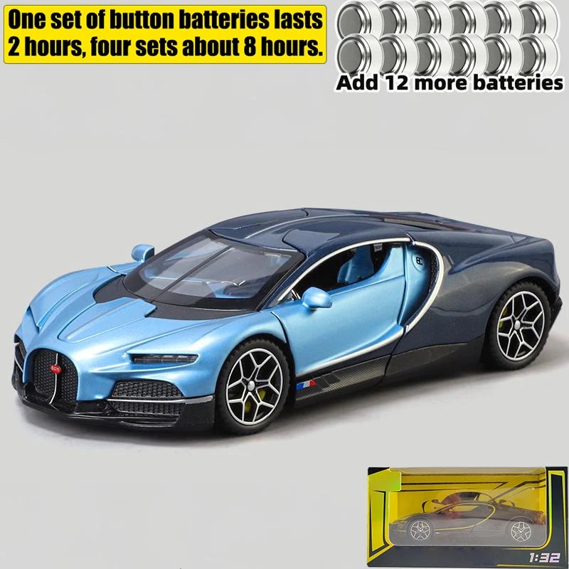 1:32 Bugatti Tourbillon V16 supercoche de aleación de Metal modelo fundido a presión juguetes para niños Mini colección GT pasatiempos regalos de cumpleaños niño