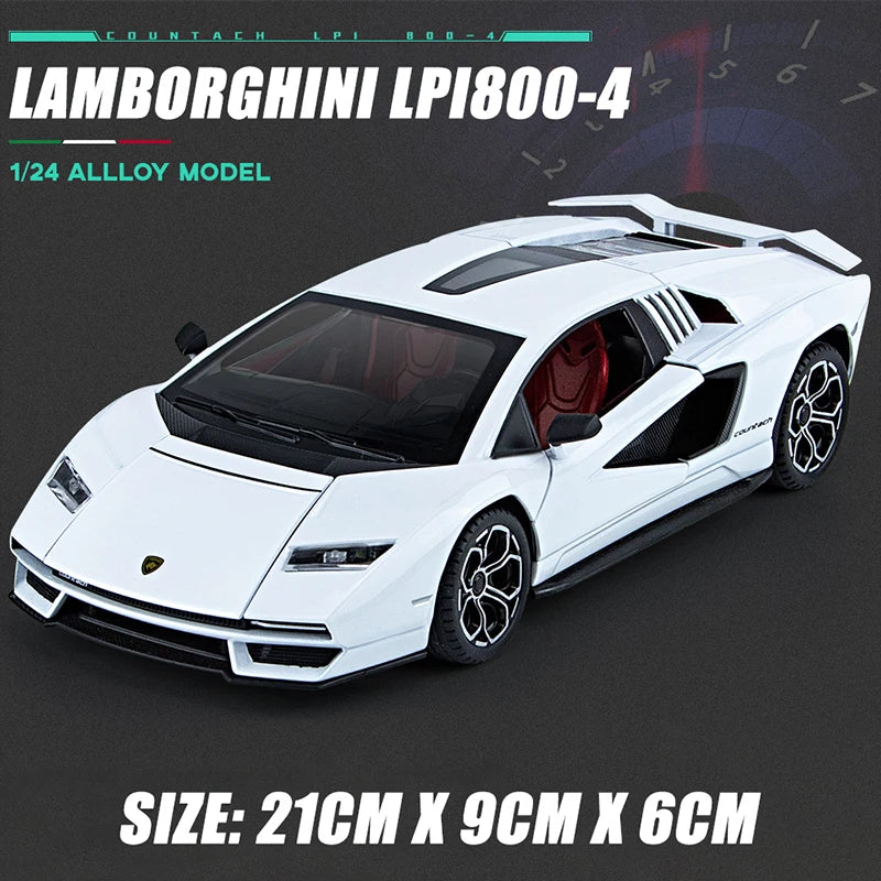 1:24 Lamborghini Countach LPI 800-4 Alloy Sports Car Diecast Model Sound Light Toy Exhibition Display Decoration Collestion Gift