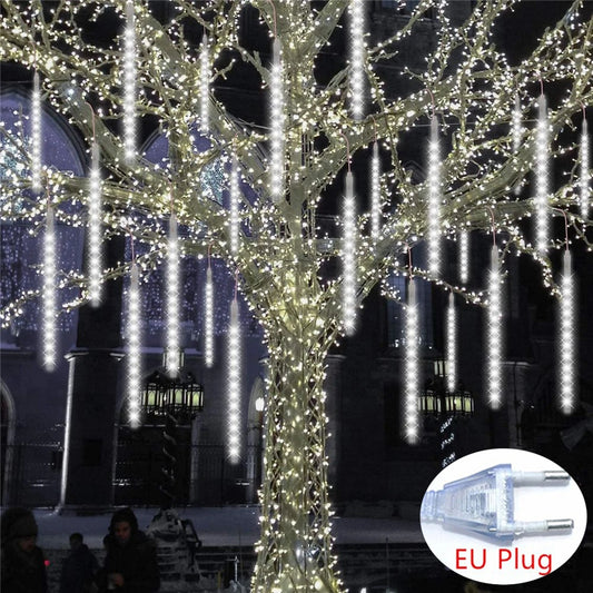 Navidad 2025 enchufe de la UE luces LED de lluvia de meteoritos caída de lluvia guirnalda de luces de hadas para vacaciones Navidad fiesta Patio decoración