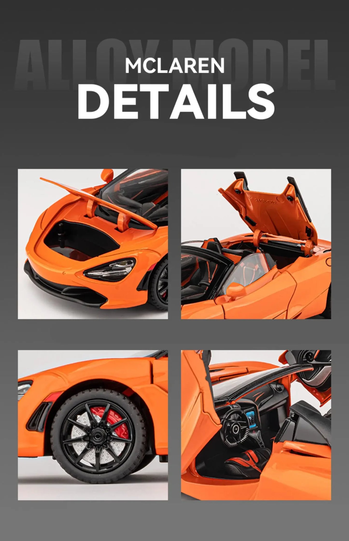 1:24 McLaren 720S Alloy Racing Car Model Diecast Metal Sports Car Model Simulation Sound and Light Collection Childrens Toy Gift