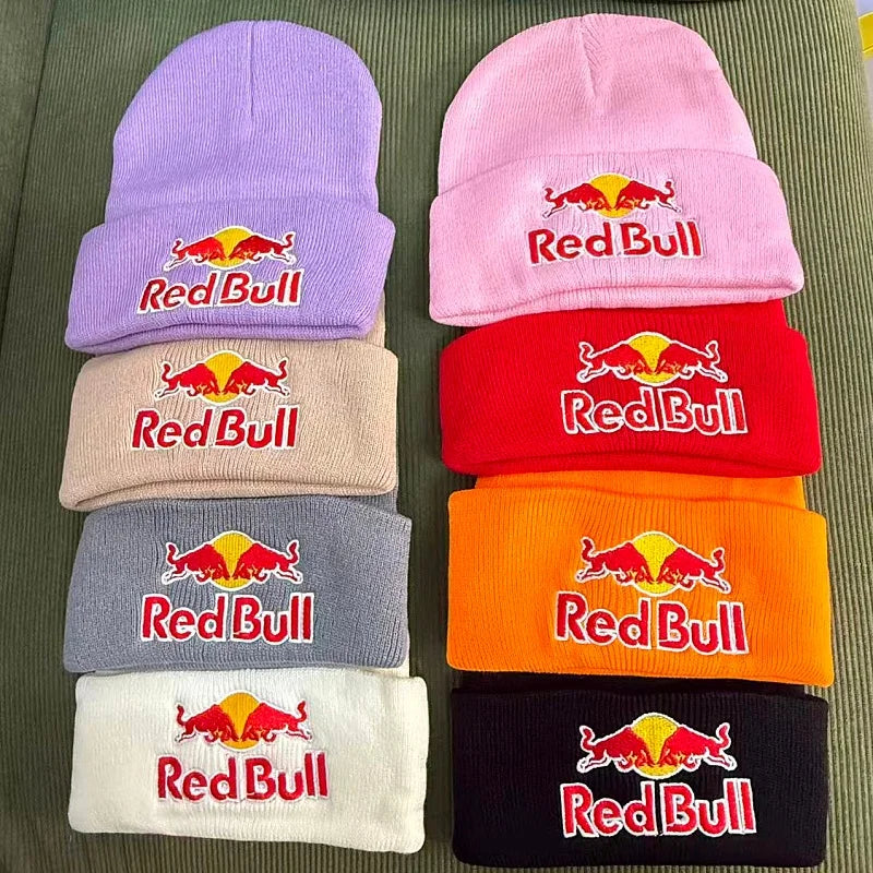 Nuevo Gorro de punto Red Bull para esquí al aire libre, gorro cálido con protección contra el frío y gorro Red Bull grueso para hombres y mujeres
