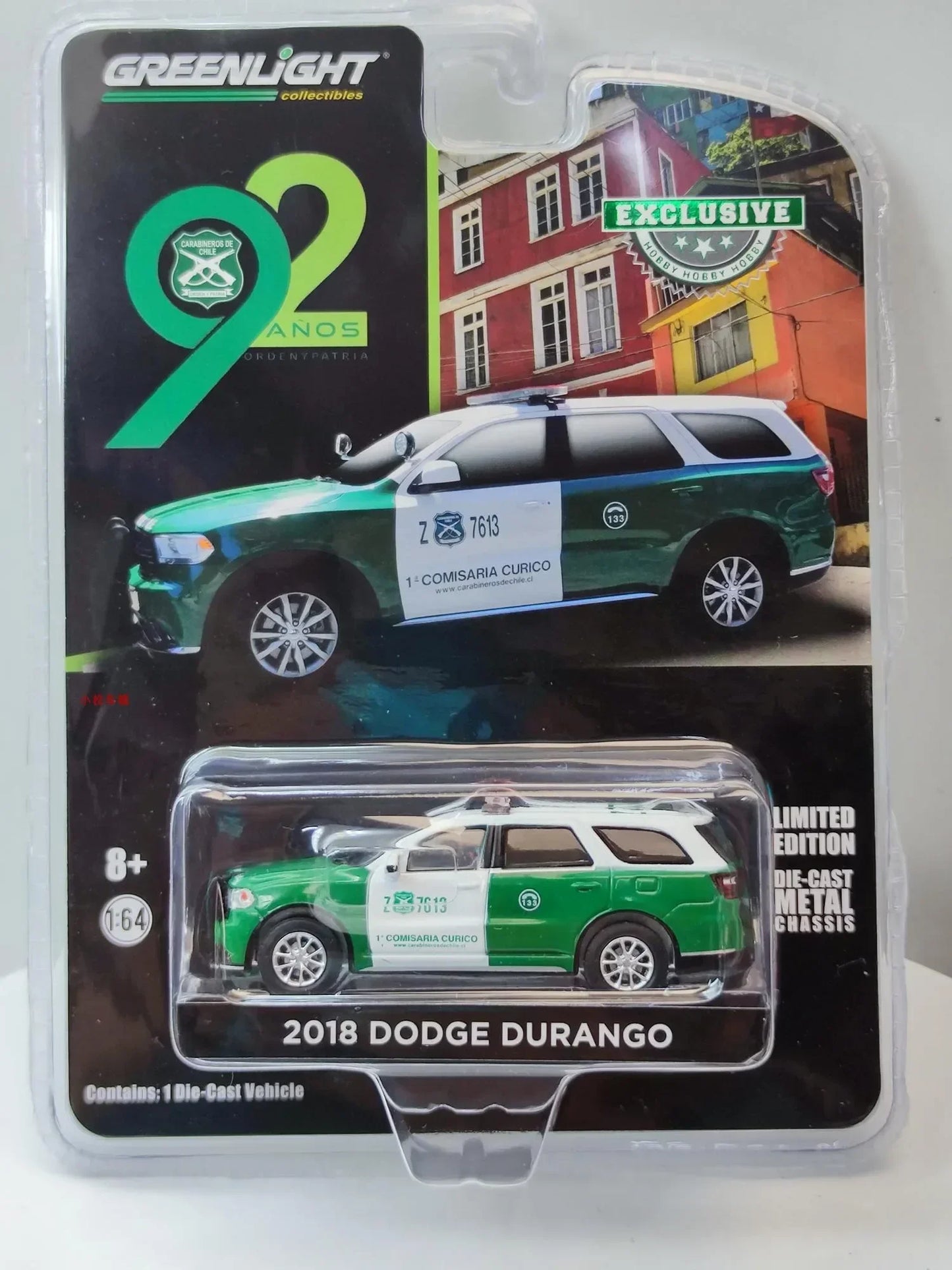 1: 64 2018 Dodge Durango coche de policía chileno Diecast Metal aleación modelo coche juguetes para colección de regalos