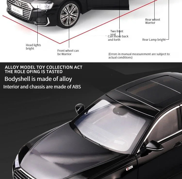 1:18 AUDI A6L Large Alloy Metal Diecast Car Model Sound & Light Collect Ornaments Decorate Gift For Boyfriend Present Birthday