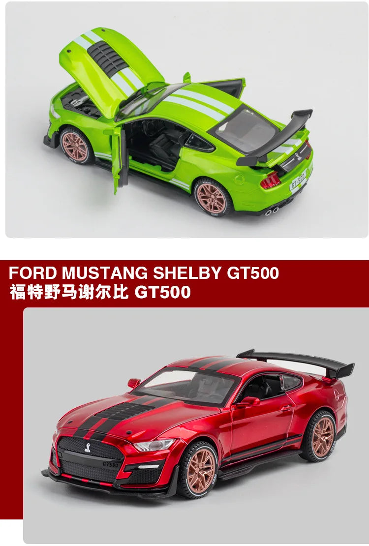 1:32 Ford Mustang GT500 Muscle Sports Car High Simulation Diecast Metal Alloy Model car Sound Light Collection Kids Toy Gifts