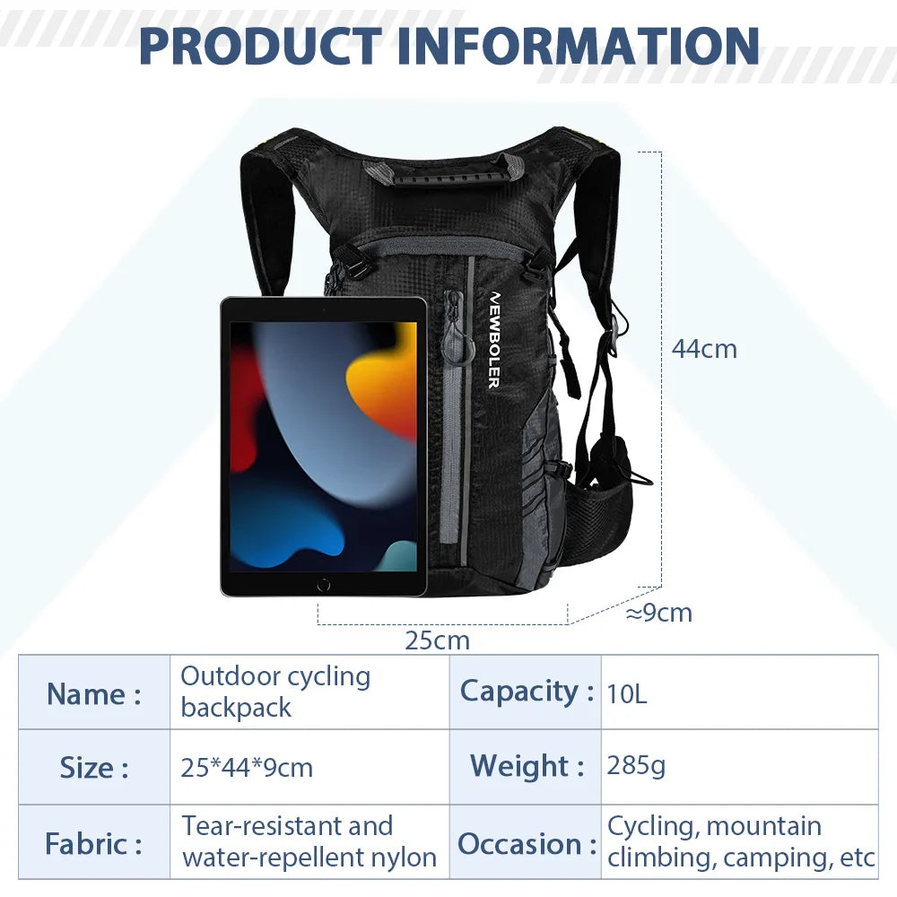 NEWBOLER-Bolsa deportiva repelente al agua para exteriores, mochila de hidratación para ciclismo, viaje, senderismo, escalada, MTB, bicicleta de carretera