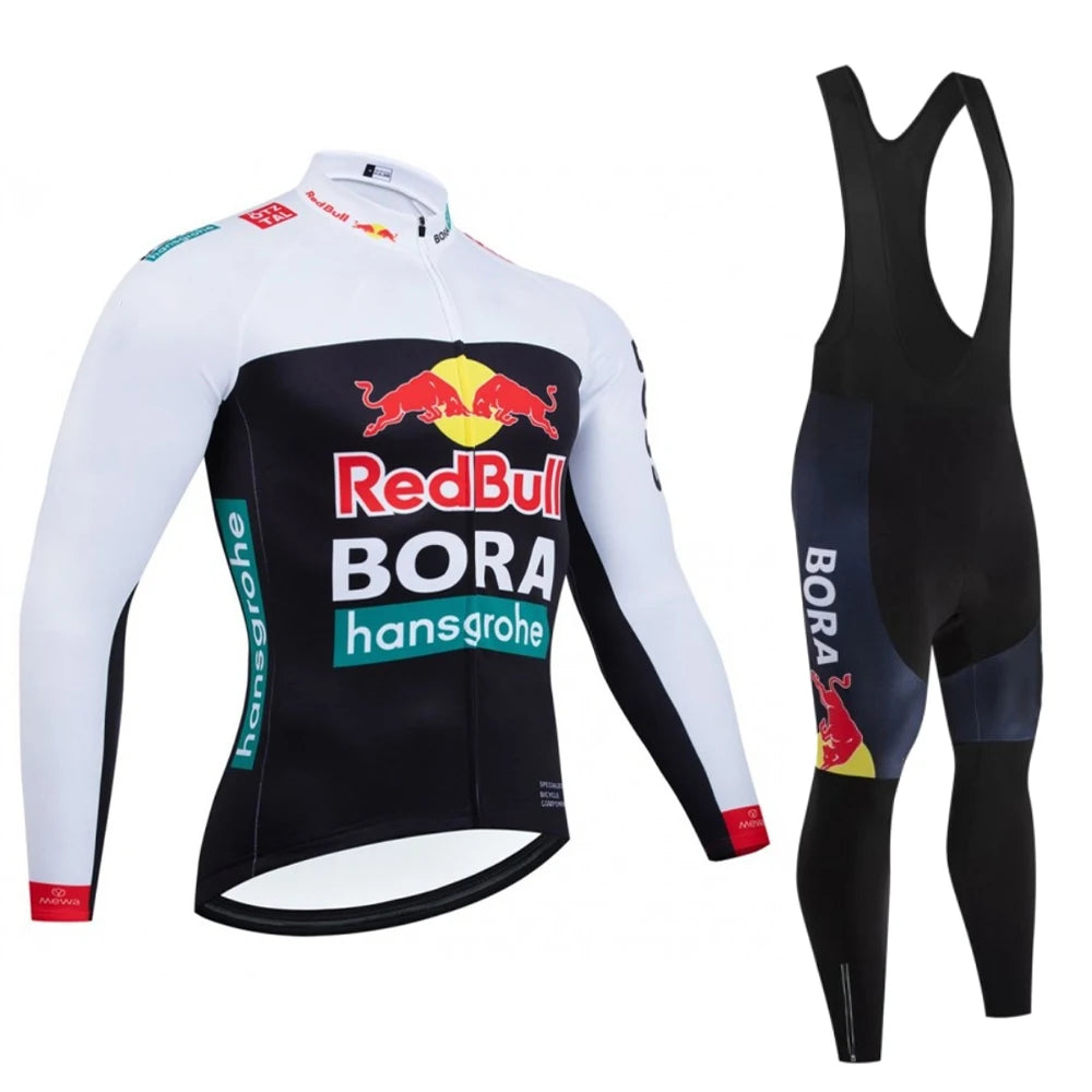 Red Bull-pantalones de ciclismo para hombre, camiseta de ciclismo de manga larga, accesorios para bicicleta de carretera, conjunto de chándal con pechera para bicicletas de montaña