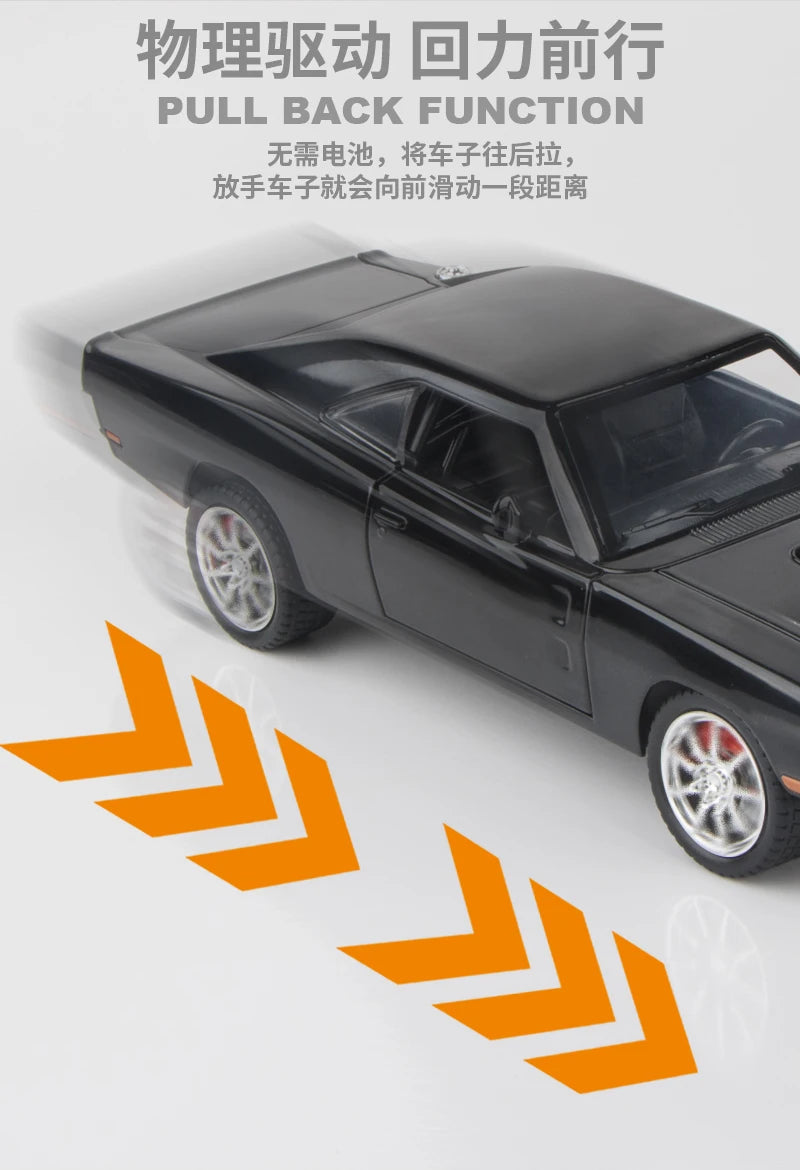 1:24 Dodge Charger 1970 Fast & Furious Alloy Car Diecasts & Toy Vehicles Car Model Sound and light Car Toys For Kids Gifts