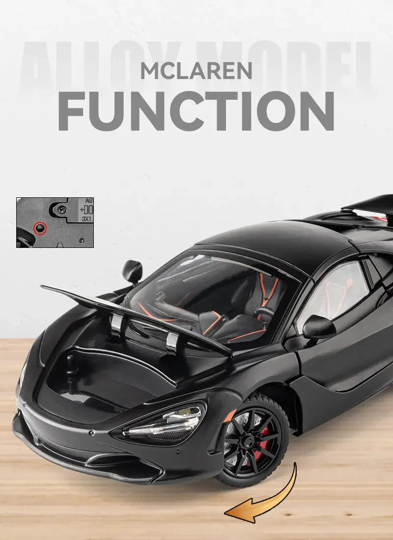 1:24 McLaren 720S Alloy Racing Car Model Diecast Metal Sports Car Model Simulation Sound and Light Collection Childrens Toy Gift