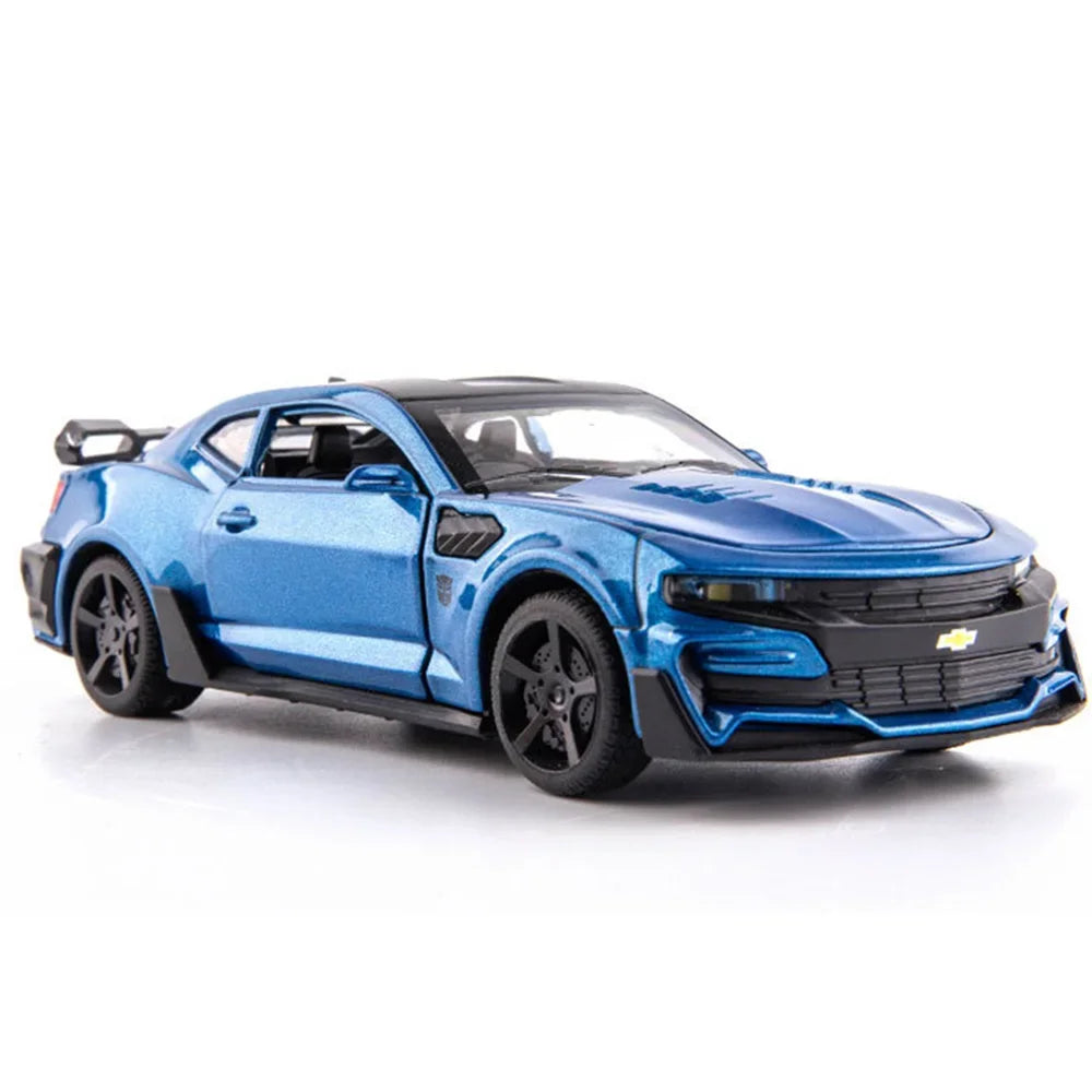 Escala 1/32 Camaro juguetes modelo de coche aleación de Metal fundido a presión con 4 puertas abierta sonido luz extraíble vehículo para niño colección de regalos