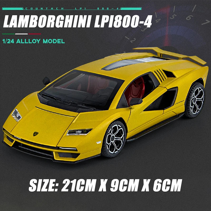 1:24 Lamborghini Countach LPI 800-4 Alloy Sports Car Diecast Model Sound Light Toy Exhibition Display Decoration Collestion Gift