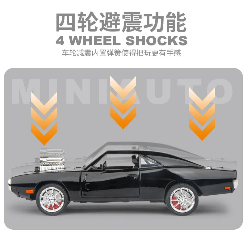 1:24 Dodge Charger 1970 Fast & Furious Alloy Car Diecasts & Toy Vehicles Car Model Sound and light Car Toys For Kids Gifts