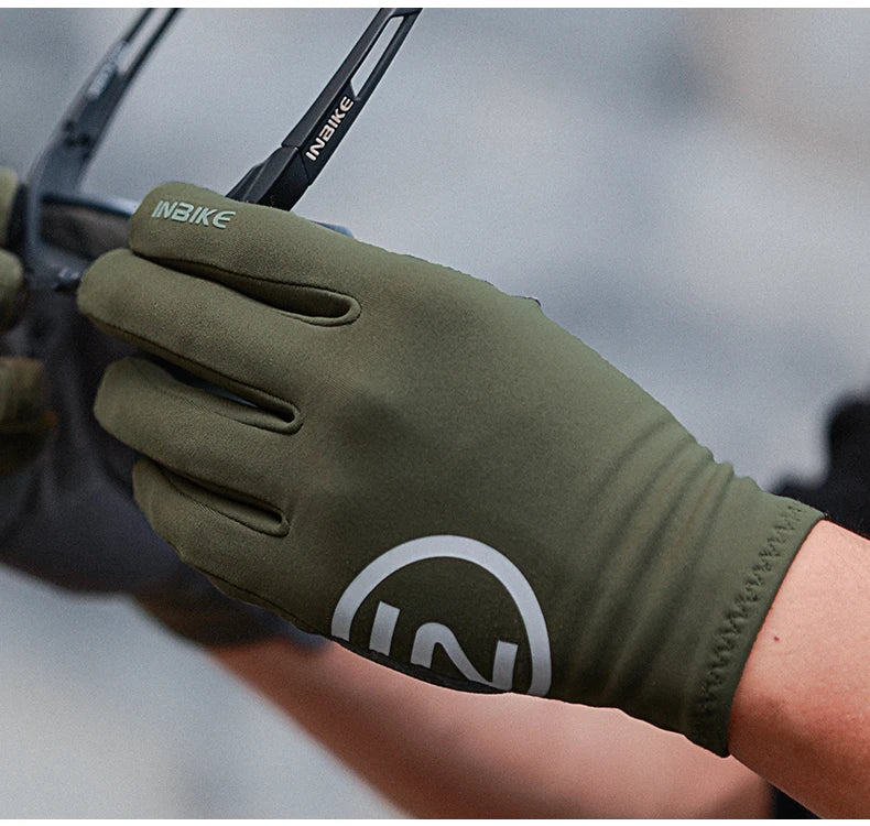 INBIKE 2024 guantes de ciclismo acolchados de Gel para hombres Otoño Invierno guantes de lana para bicicleta de carretera MTB accesorios de bicicleta con pantalla táctil de dedo completo