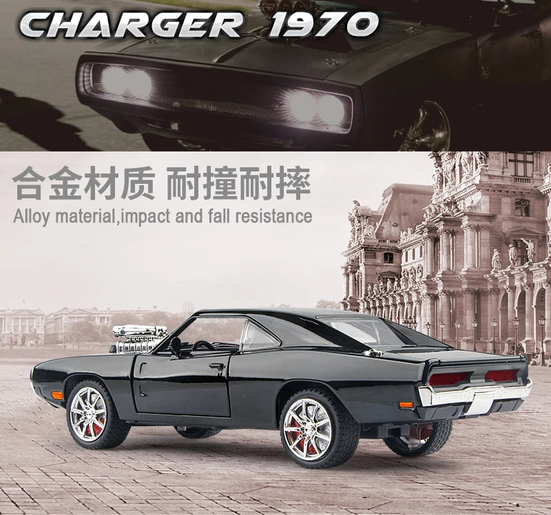 1:24 Dodge Charger 1970 Fast & Furious Alloy Car Diecasts & Toy Vehicles Car Model Sound and light Car Toys For Kids Gifts