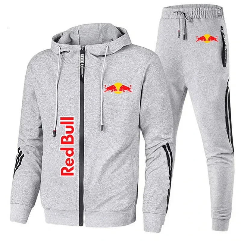 2025 Nueva chaqueta deportiva Red Bull, traje con capucha para hombre, estampado de logotipo Red Bull, chaqueta deportiva para ocio al aire libre, conjuntos de ropa Red Bull