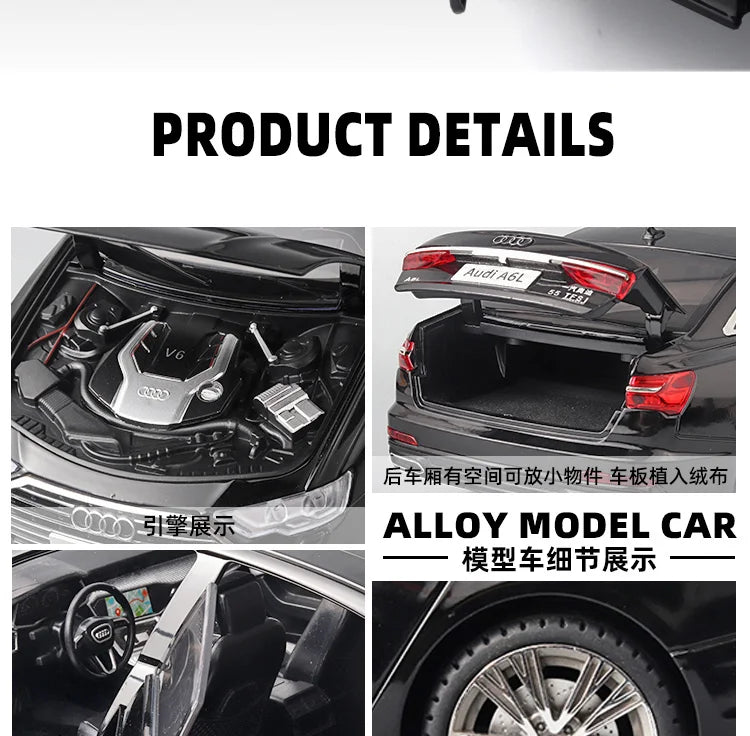 1:18 AUDI A6L Large Alloy Metal Diecast Car Model Sound & Light Collect Ornaments Decorate Gift For Boyfriend Present Birthday