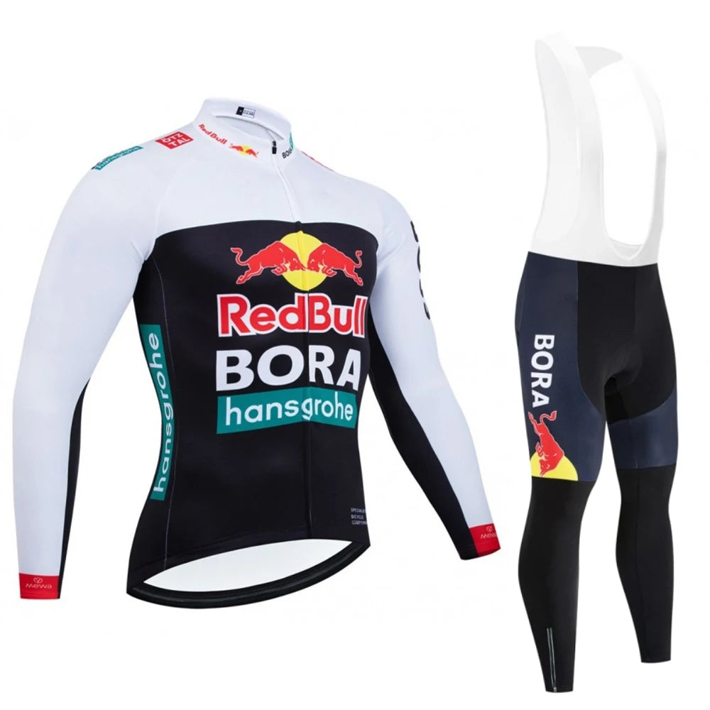Red Bull-pantalones de ciclismo para hombre, camiseta de ciclismo de manga larga, accesorios para bicicleta de carretera, conjunto de chándal con pechera para bicicletas de montaña