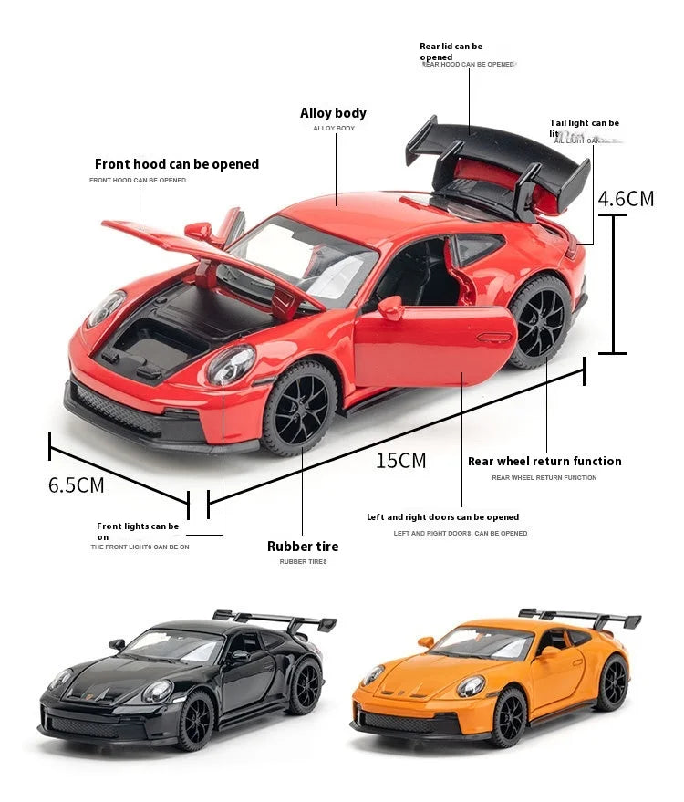 1:32 911 GT3 RS Alloy Sports Car Model Diecast Metal Racing Car Vehicles Model High Simulation Sound Light Children Toy Gift Boy