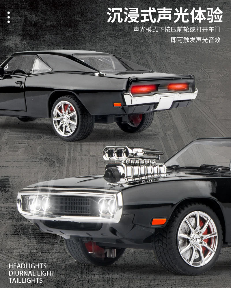 1:24 Dodge Charger 1970 Fast & Furious Alloy Car Diecasts & Toy Vehicles Car Model Sound and light Car Toys For Kids Gifts